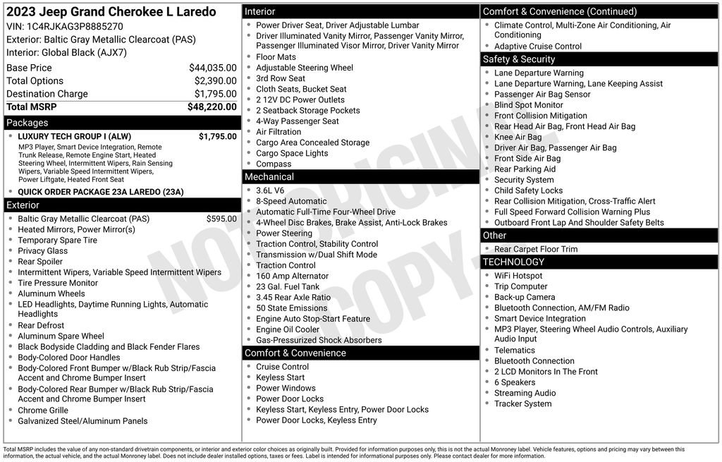 Used 2023 Jeep Grand Cherokee L Laredo w/ Luxury Tech Group I AWD/4WD image 7
