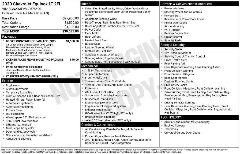 Used 2020 Chevrolet Equinox LT w/ Driver Convenience Package FWD image 37
