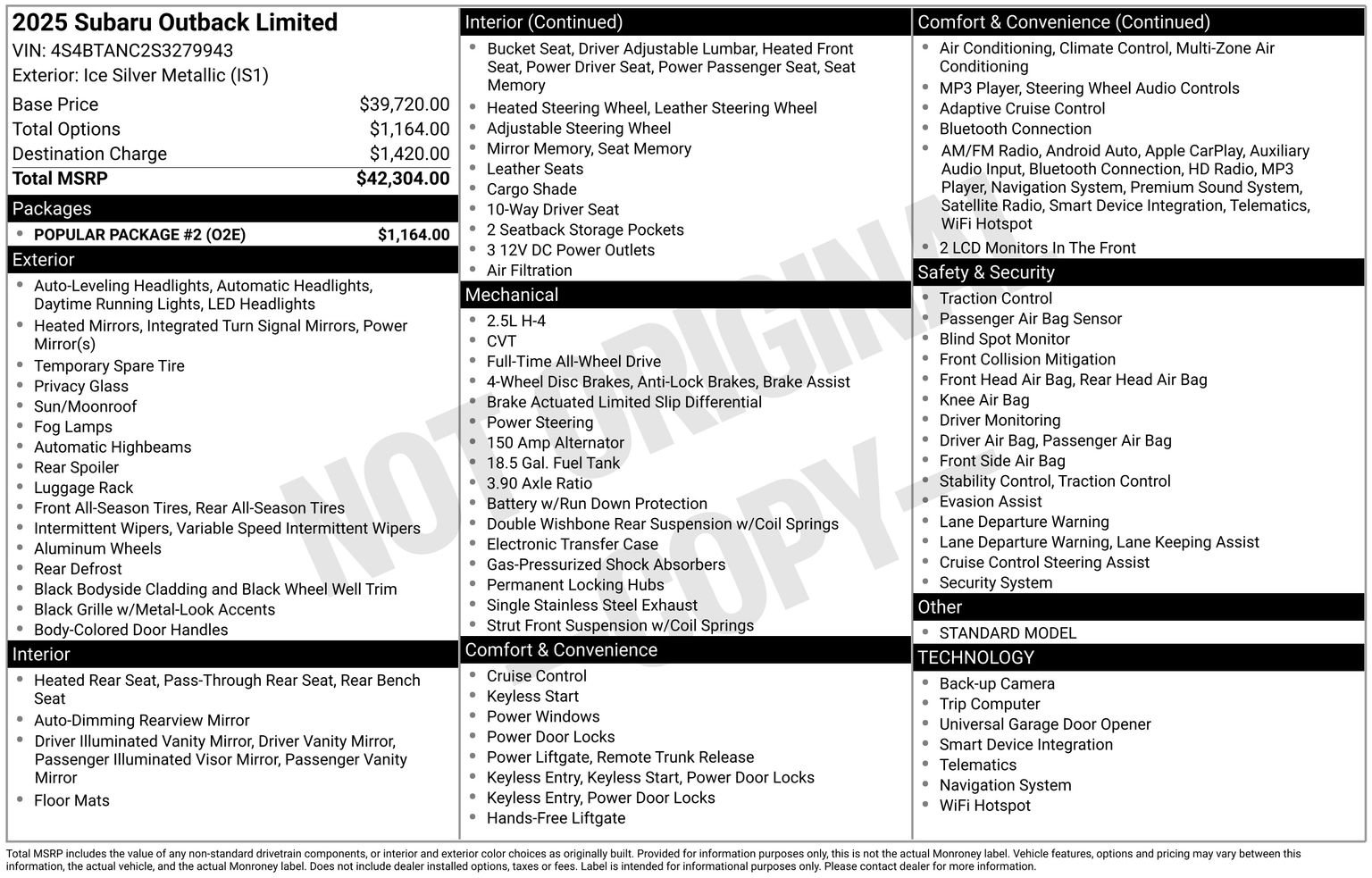 Certified 2025 Subaru Outback Limited w/ Popular Package #2 image 31