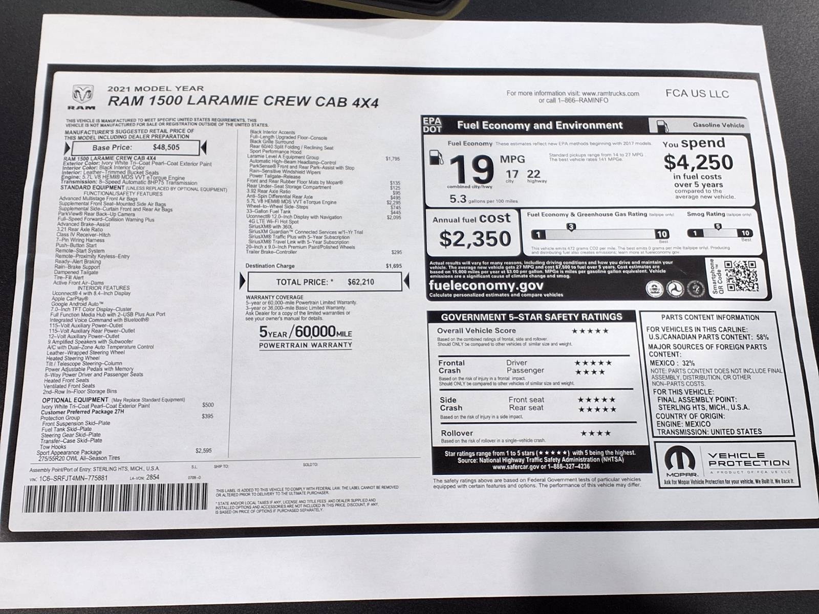 Certified 2021 RAM 1500 Laramie w/ Sport Appearance Package AWD/4WD image 24