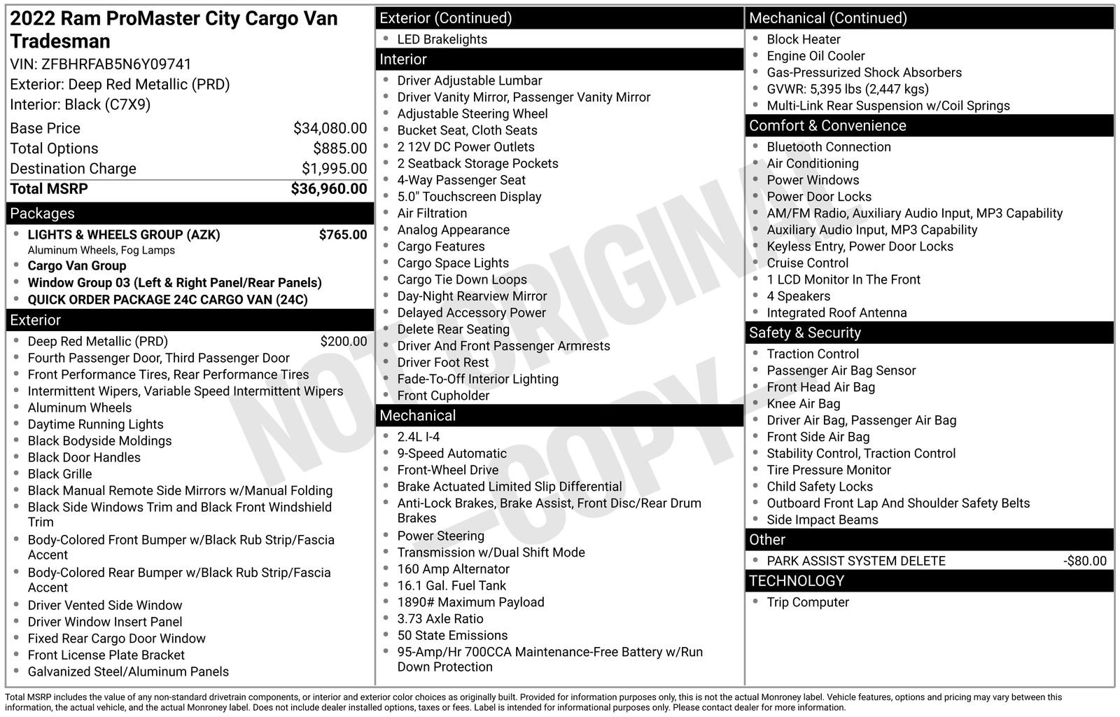 Used 2022 RAM ProMaster City Tradesman w/ Lights & Wheels Group image 6