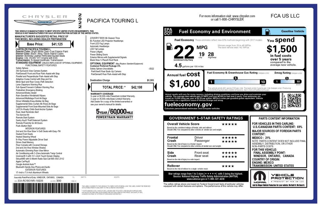 Used 2022 Chrysler Pacifica Touring-L FWD image 4