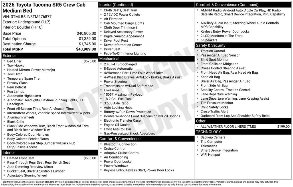 New 2026 Toyota Tacoma SR5 AWD/4WD image 6