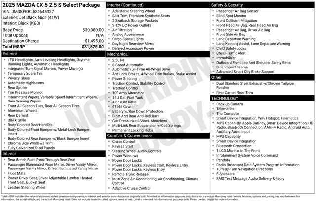 Used 2025 MAZDA CX-5 AWD 2.5 S w/ Select Package image 3
