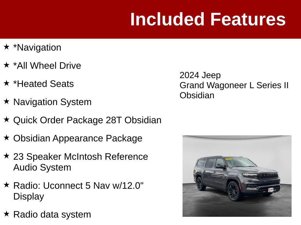 Used 2024 Jeep Grand Wagoneer L Series II w/ Quick Order Packagew 28T AWD/4WD image 3