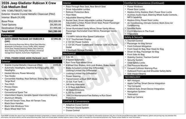 New 2026 Jeep Gladiator Rubicon AWD/4WD image 38