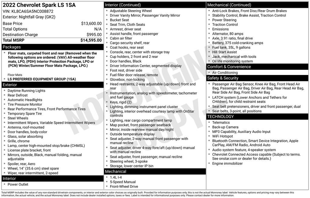 Used 2022 Chevrolet Spark LS FWD image 26
