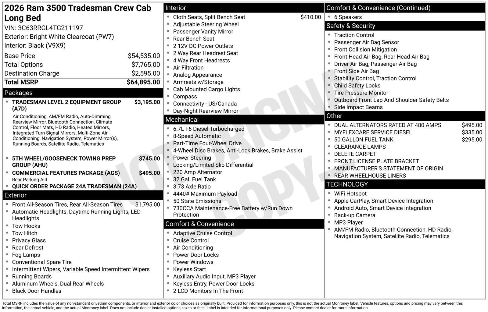 New 2026 RAM 3500 Tradesman AWD/4WD image 4