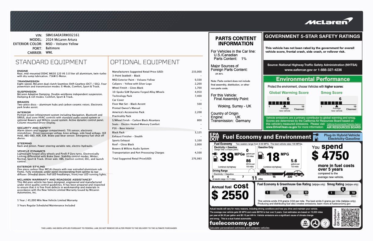 Used 2024 McLaren Artura image 38