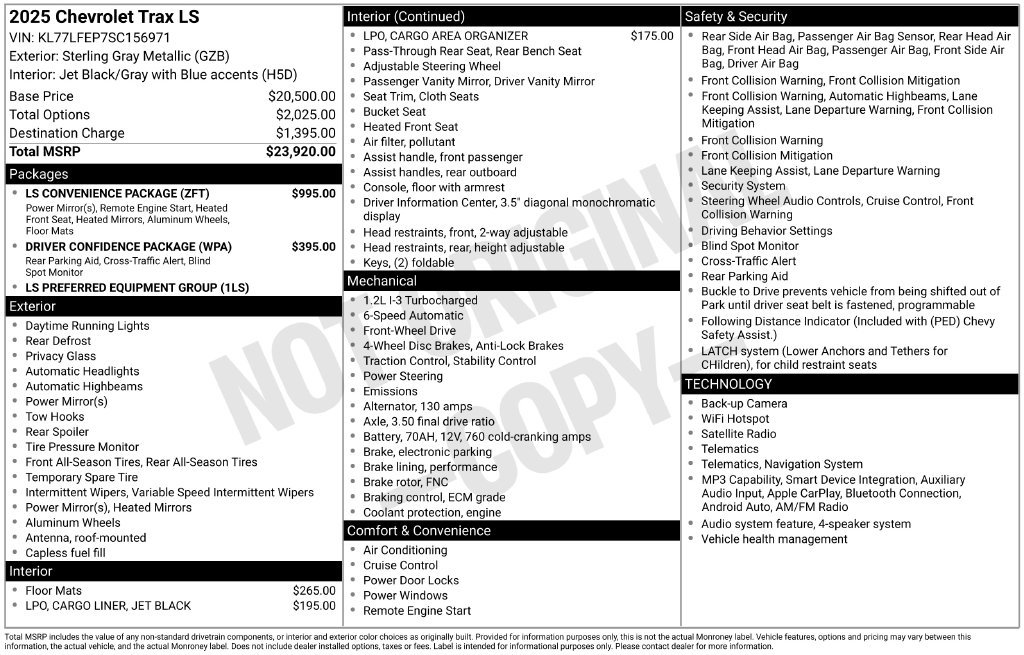 Used 2025 Chevrolet Trax LS w/ LS Convenience Package FWD image 7