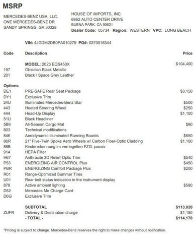 Used 2023 Mercedes-Benz EQS 450+ SUV image 4