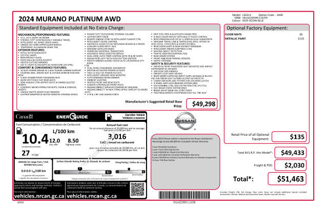Used 2024 Nissan Murano Platinum AWD/4WD image 6