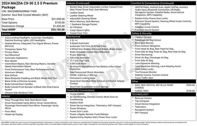 Certified 2024 MAZDA CX-30 AWD 2.5 S w/ Premium Package image 17