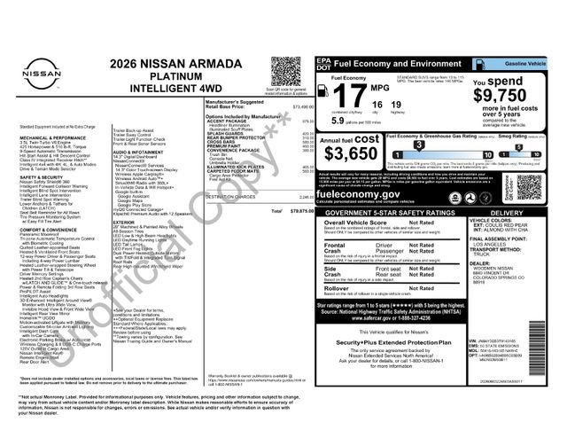 New 2026 Nissan Armada Platinum w/ Accent Package AWD/4WD image 2