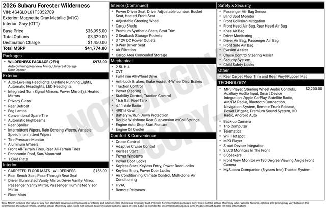 Certified 2026 Subaru Forester Wilderness w/ Wilderness Package AWD/4WD image 36