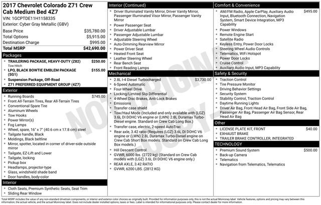 Used 2017 Chevrolet Colorado Z71 AWD/4WD image 6