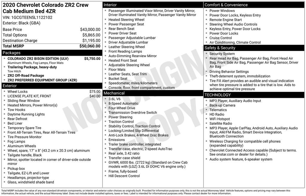 Used 2020 Chevrolet Colorado ZR2 w/ Colorado ZR2 Bison Edition AWD/4WD image 35