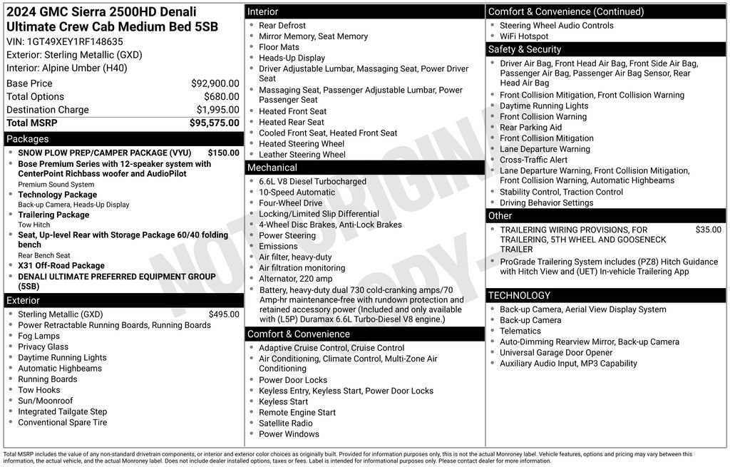 Certified 2024 GMC Sierra 2500 Denali Ultimate w/ Snow Plow Prep/Camper Package AWD/4WD image 53