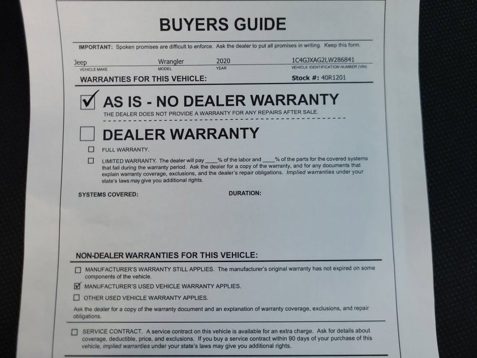 Used 2020 Jeep Wrangler Sport AWD/4WD image 37