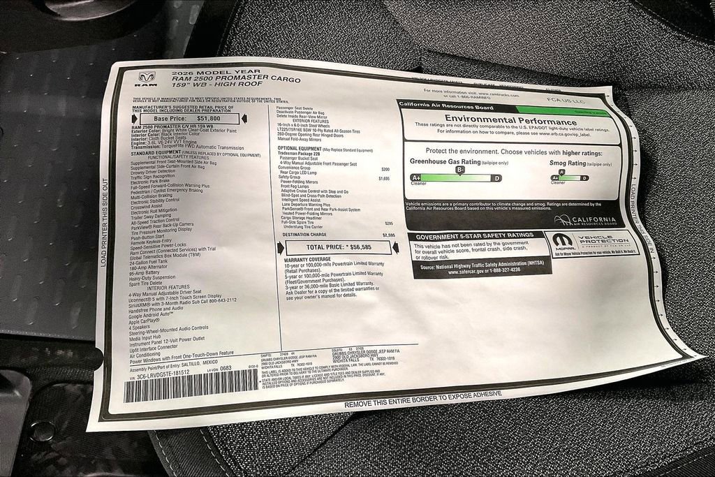 New 2026 RAM ProMaster 2500 w/ Safety Group FWD image 32