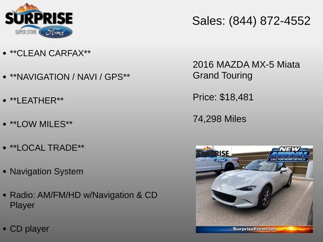 Used 2016 MAZDA MX-5 Miata Grand Touring RWD image 6