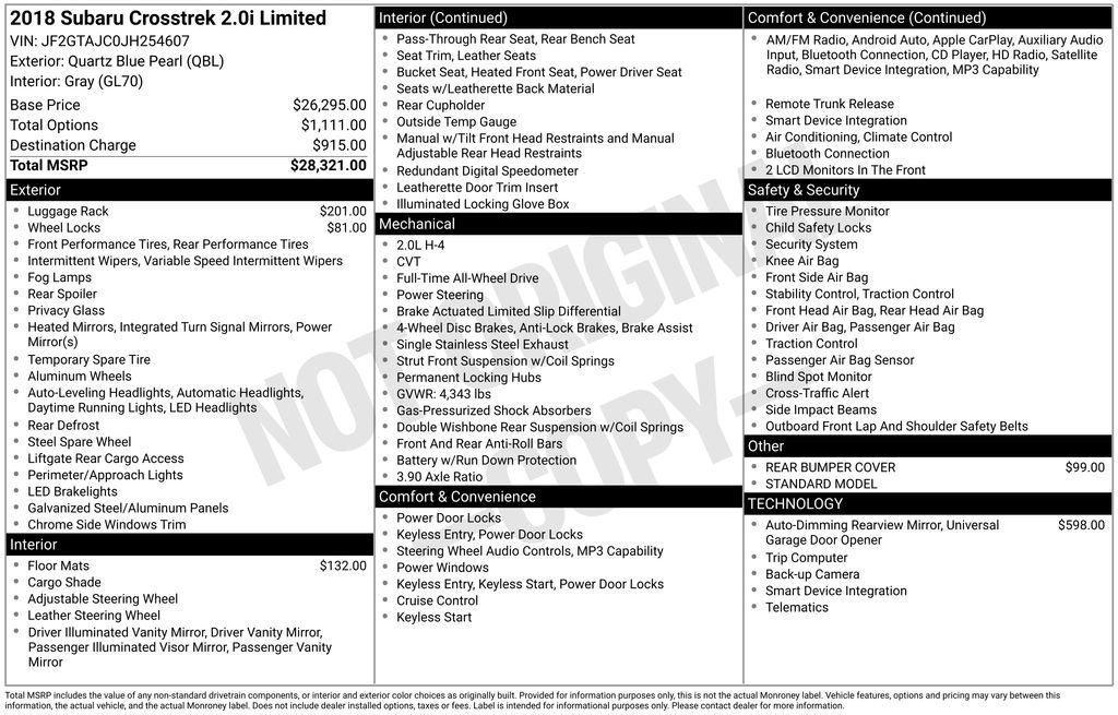 Used 2018 Subaru Crosstrek 2.0i Limited image 38