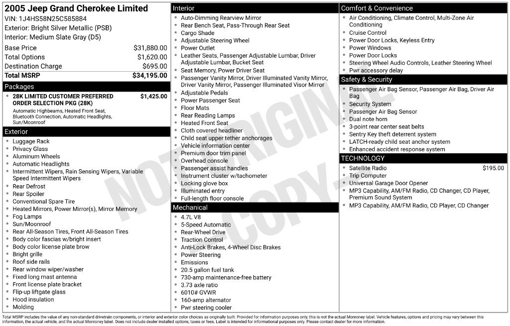 Used 2005 Jeep Grand Cherokee Limited RWD image 37