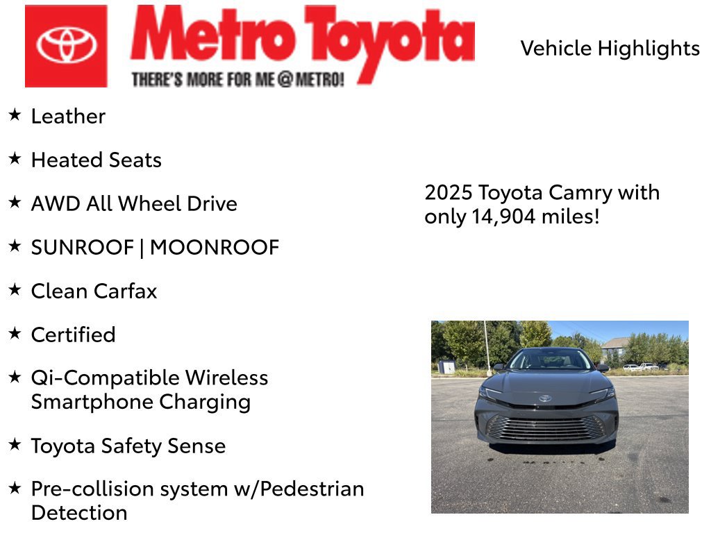 Certified 2025 Toyota Camry XLE w/ Premium Plus Package AWD/4WD image 9