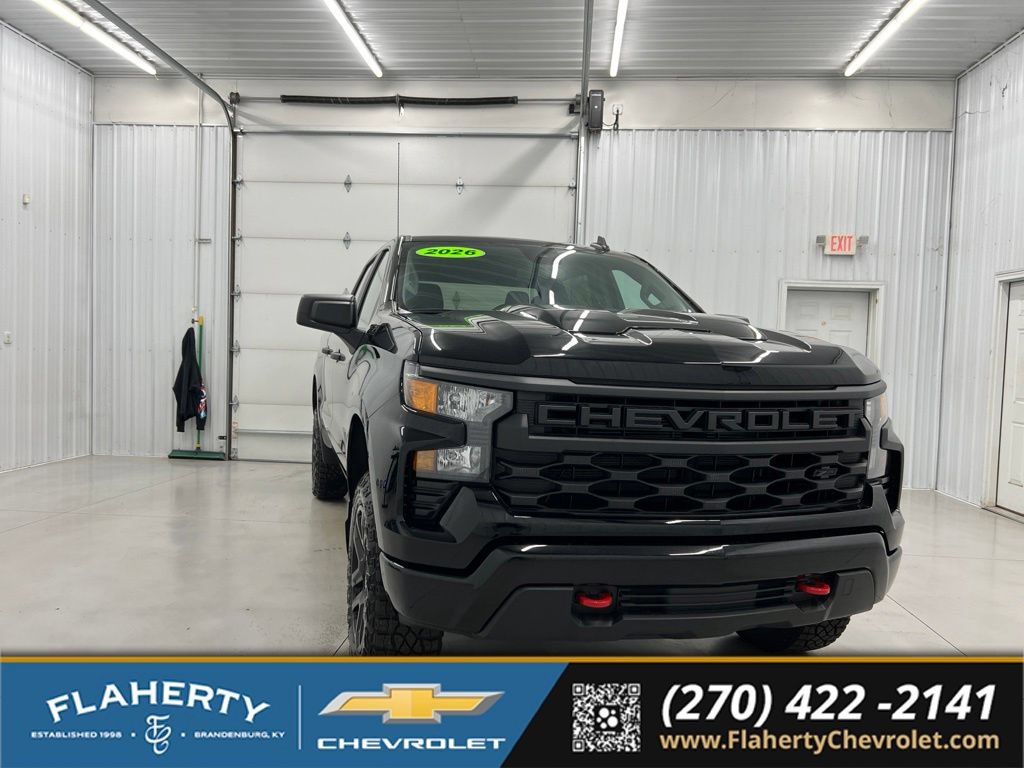 New 2026 Chevrolet Silverado 1500 Custom Trail Boss w/ LPO, Dark Essentials Package AWD/4WD 360° Tour