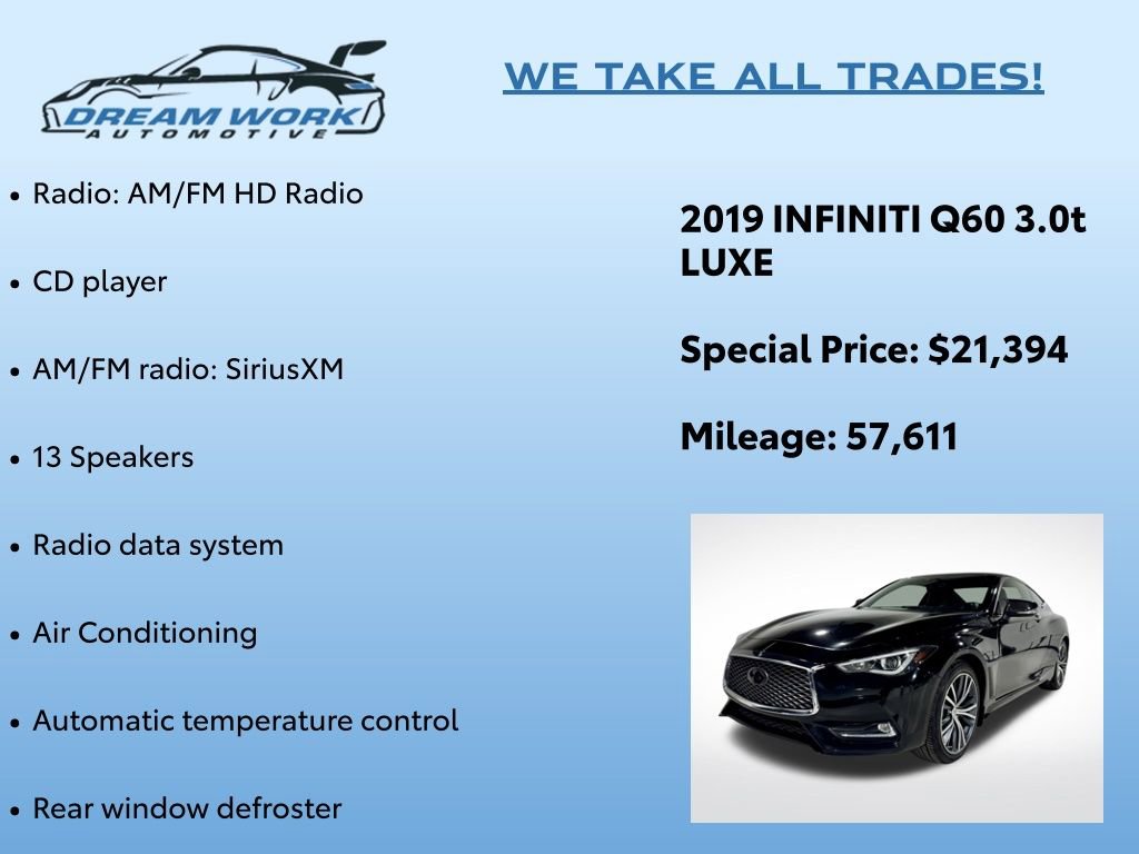 Used 2019 INFINITI Q60 3.0t Luxe image 2