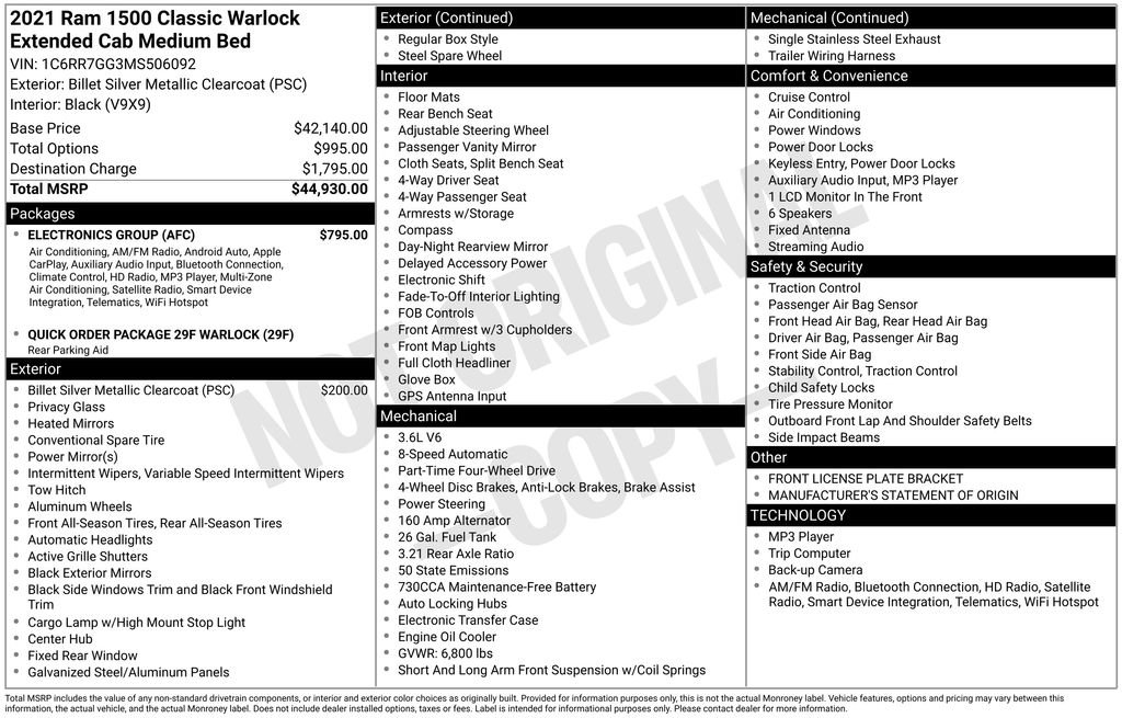 Used 2021 RAM 1500 Classic Warlock w/ Electronics Group AWD/4WD image 4
