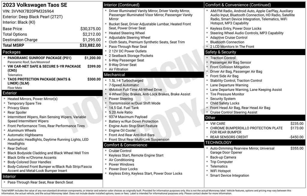 Certified 2023 Volkswagen Taos SE w/ Panoramic Sunroof Package AWD/4WD image 3