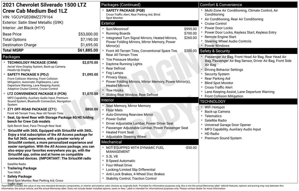 Used 2021 Chevrolet Silverado 1500 LTZ w/ Technology Package AWD/4WD image 11