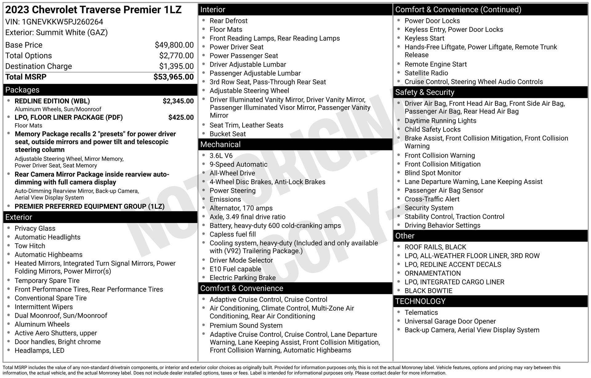 Used 2023 Chevrolet Traverse Premier w/ Redline Edition image 5