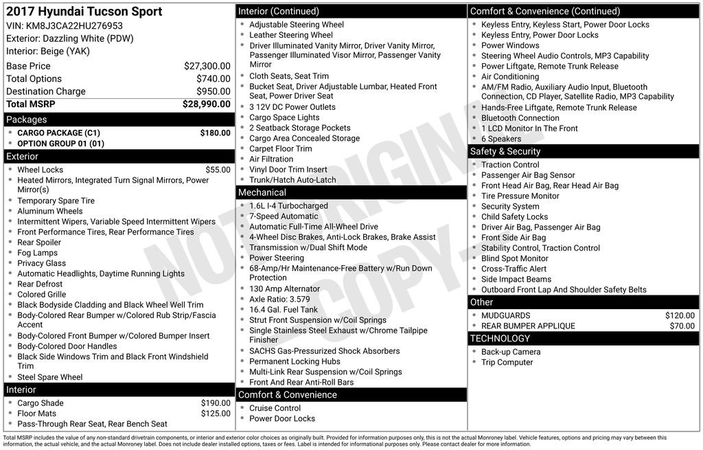 Used 2017 Hyundai Tucson Sport w/ Cargo Package AWD/4WD image 11