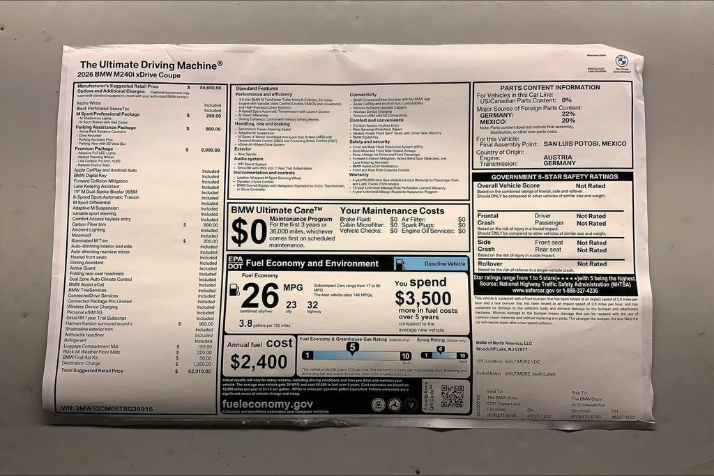 New 2026 BMW M240i xDrive Coupe w/ Premium Package AWD/4WD image 12