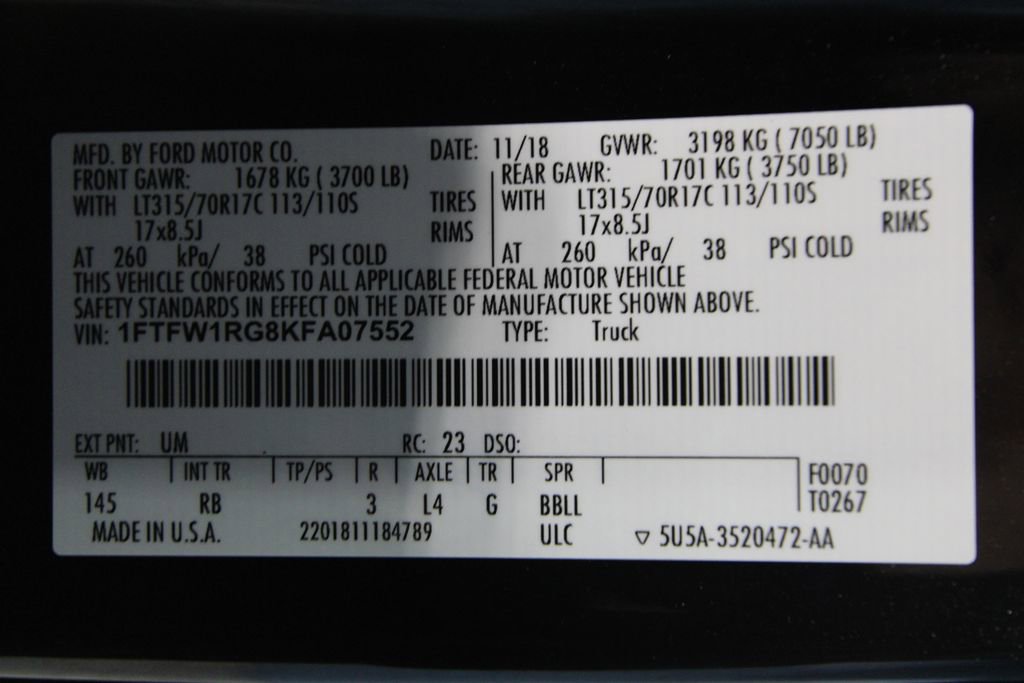 Used 2019 Ford F150 Raptor w/ Equipment Group 802A Luxury image 48