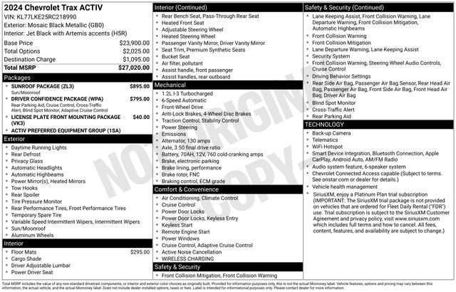 Used 2024 Chevrolet Trax ACTIV w/ Sunroof Package FWD image 28