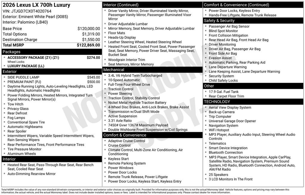 New 2026 Lexus LX 700h Luxury w/ Accessory Package (Z1) AWD/4WD image 4