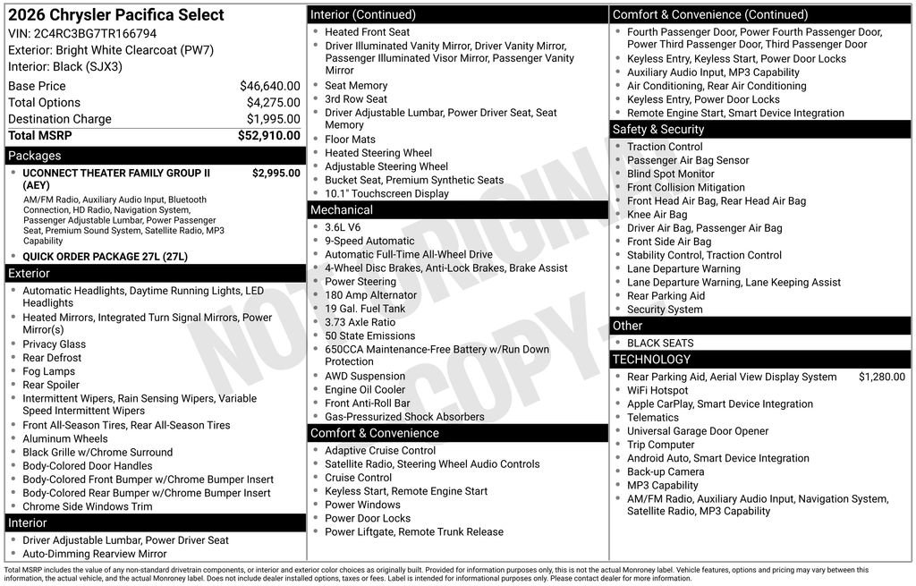New 2026 Chrysler Pacifica Select image 28