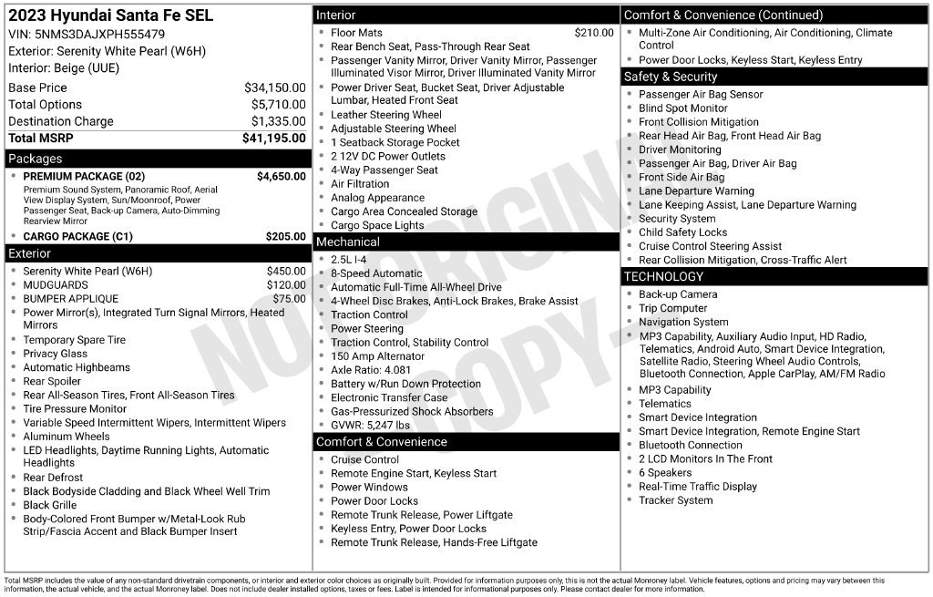 Used 2023 Hyundai Santa Fe SEL w/ Premium Package AWD/4WD image 11