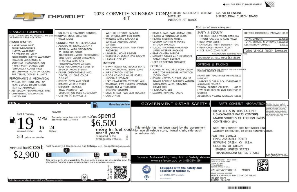 Used 2023 Chevrolet Corvette Stingray Premium Conv w/ Battery Protection Package image 43