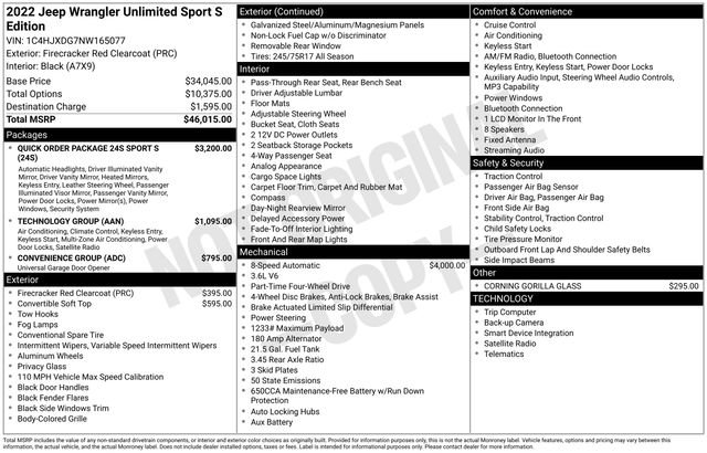 Used 2022 Jeep Wrangler Unlimited Sport AWD/4WD image 14