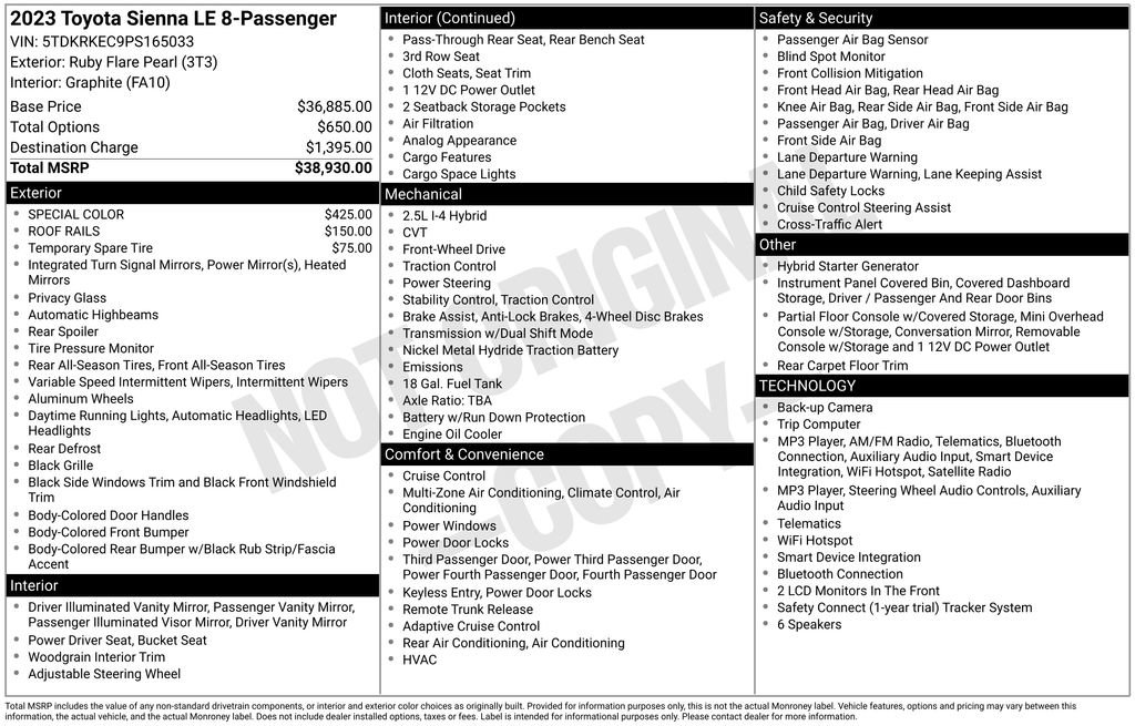Used 2023 Toyota Sienna LE FWD image 2