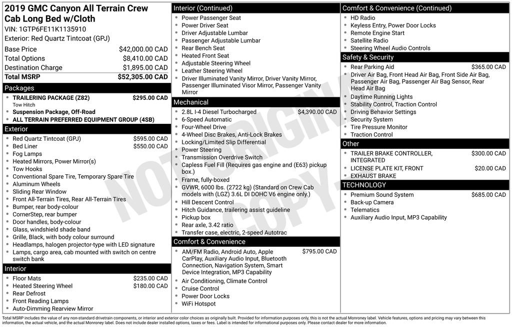 Used 2019 GMC Canyon All Terrain w/ Trailering Package AWD/4WD image 2