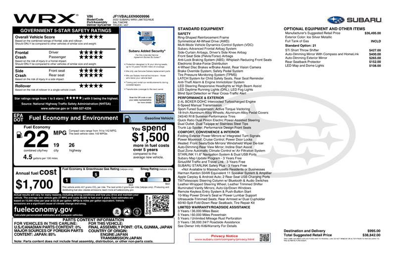 Used 2022 Subaru WRX Limited image 2