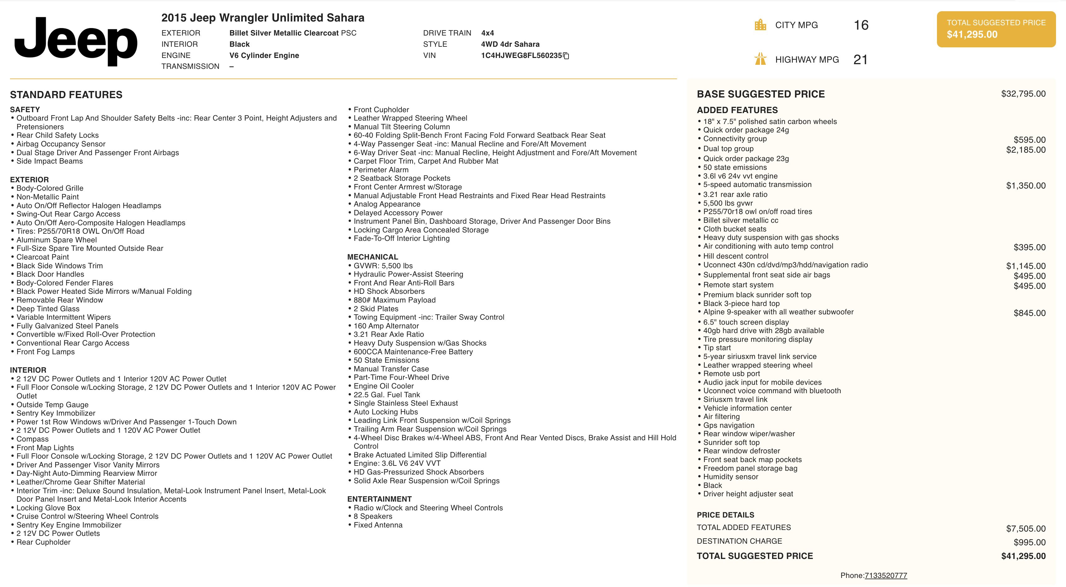 Used 2015 Jeep Wrangler Unlimited Sahara w/ Dual Top Group image 3