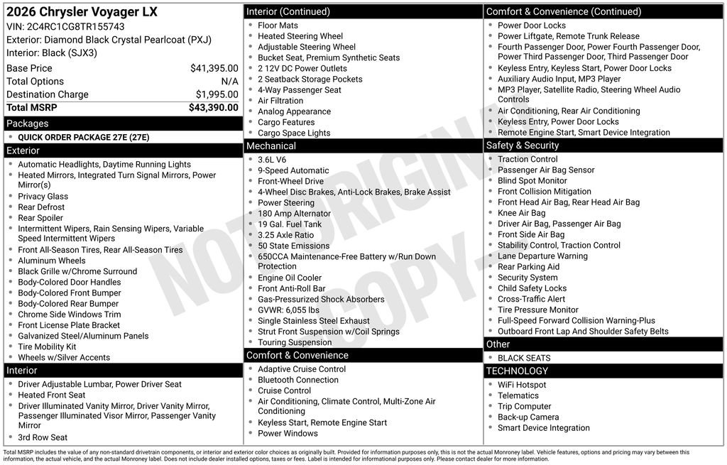 Used 2026 Chrysler Voyager LX FWD image 2