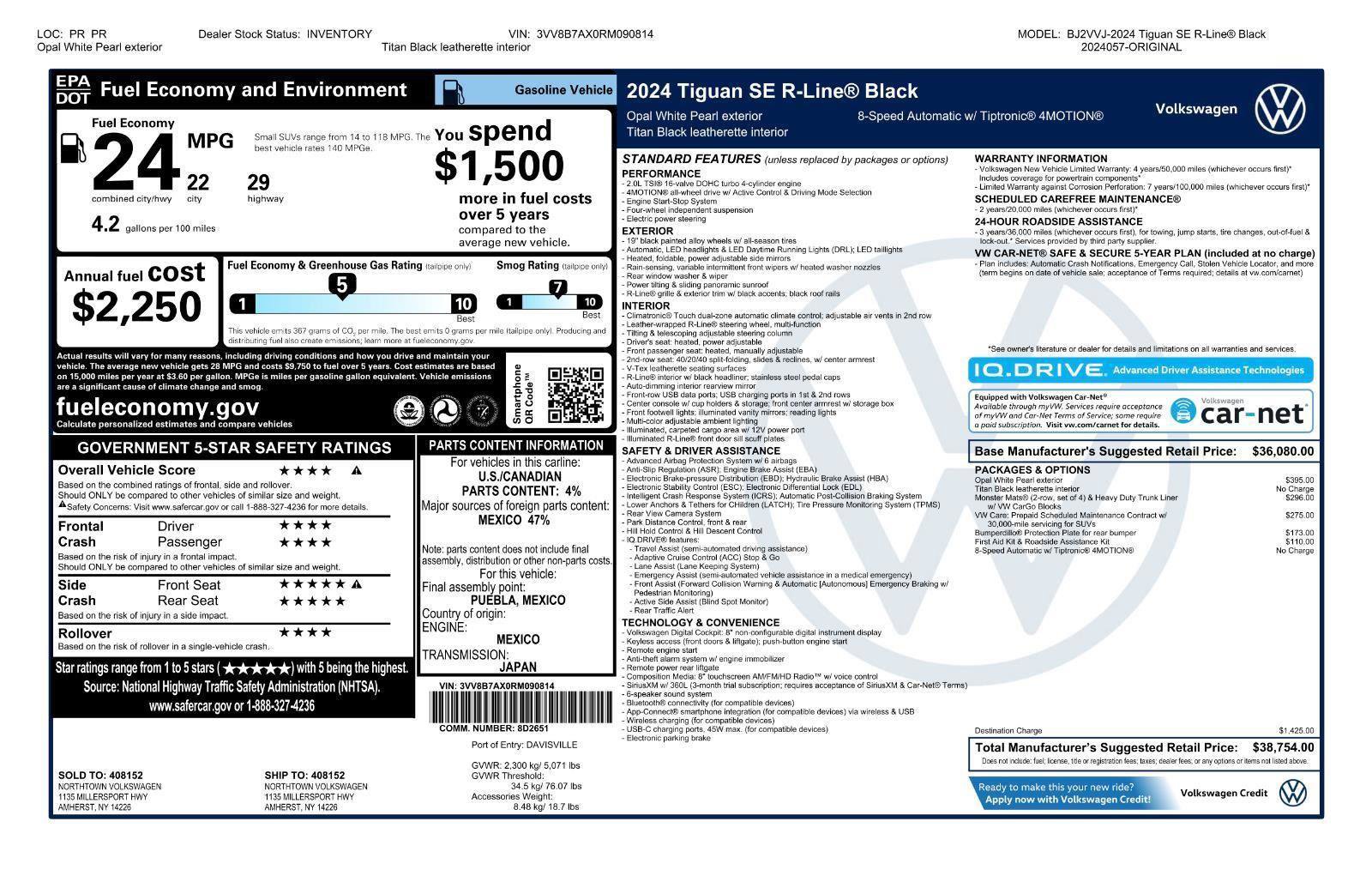 Certified 2024 Volkswagen Tiguan SE R-Line AWD/4WD image 50