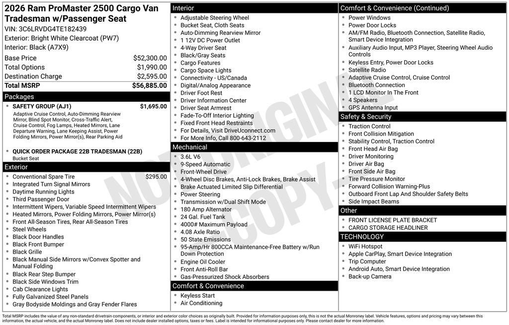New 2026 RAM ProMaster 2500 w/ Safety Group FWD image 8